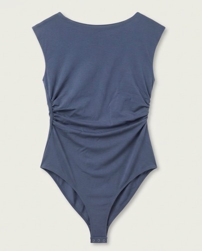 Body blau gerafft - , ärmellos